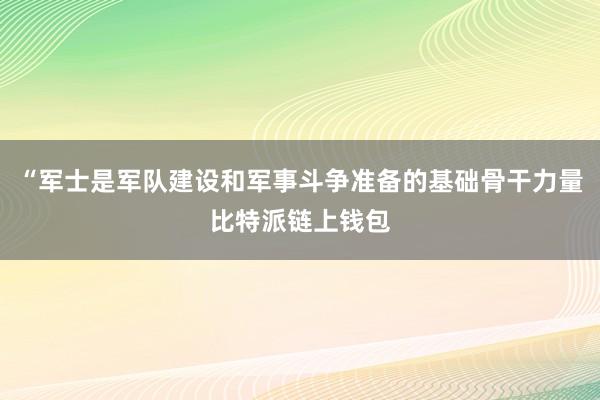 “军士是军队建设和军事斗争准备的基础骨干力量比特派链上钱包