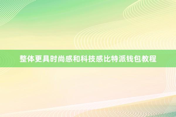 整体更具时尚感和科技感比特派钱包教程