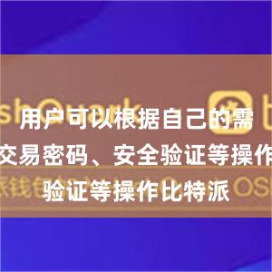 用户可以根据自己的需求设置交易密码、安全验证等操作比特派