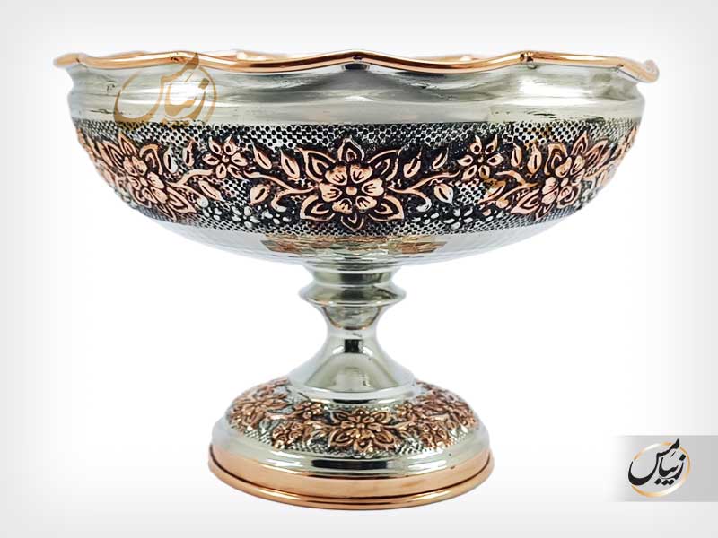 شکلات خوری مسی طرح گل برجسته ( مسفام ) پایه دار zm103