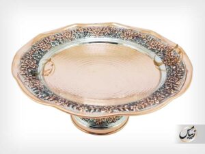 شیرینی خوری مسی طرح گل برجسته ( مسفام ) پایه دار zm101