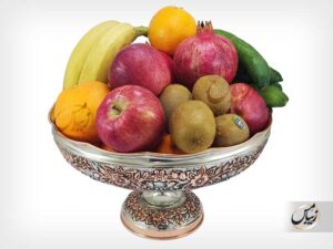 میوه خوری مسی طرح گل برجسته ( مسفام ) پایه دار zm100