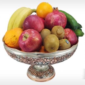 میوه خوری مسی طرح گل برجسته ( مسفام ) پایه دار zm100