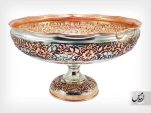 میوه خوری مسی طرح گل برجسته ( مسفام ) پایه دار zm100