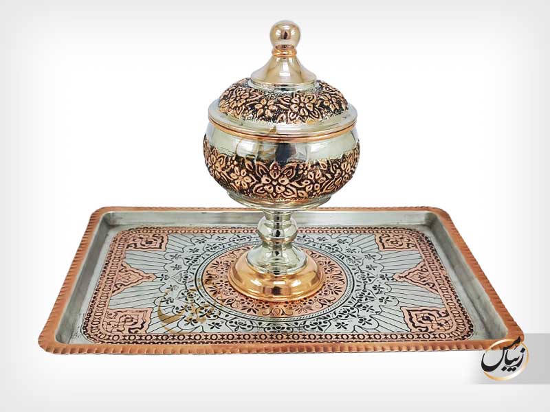 قندان مسی پایه دار ، سَبک مسفام ، مدل پامچال - Image 4