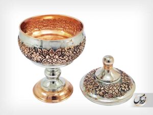 قندان مسی پایه دار ، سَبک مسفام ، مدل پامچال zm107