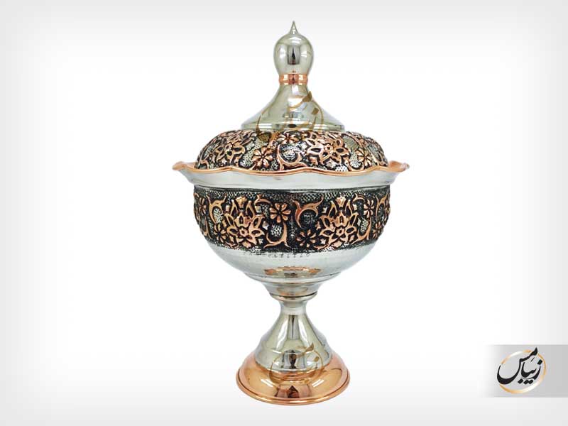 آجیل خوری مسی گنبدی ، سَبک مسفام ، مدل لاله - Image 3