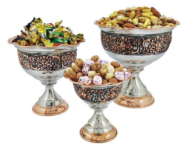 ست ظروف پذیرایی مدل لاله مسفام زیبا مس